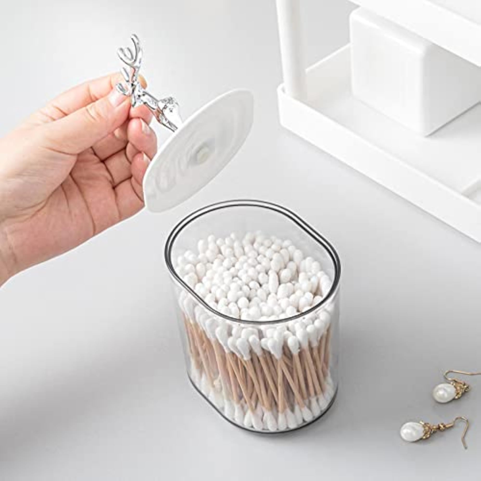 ABS Cosmetic Cotton Pad Holder with Lid Storage Organization